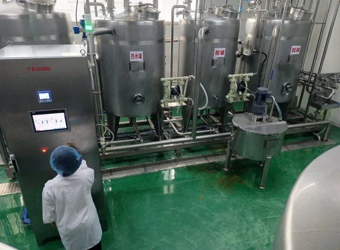 The CIP tanks that clean the line between every batch